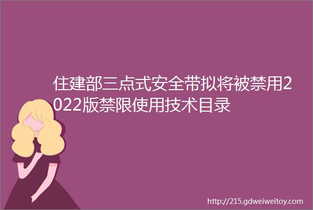 住建部三点式安全带拟将被禁用2022版禁限使用技术目录